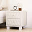 Dainty Beige Velvet Bedside Storage With 2 Drawers, Crystal - Studded Handles And Button Pattern, Frame Regal Style, Solid