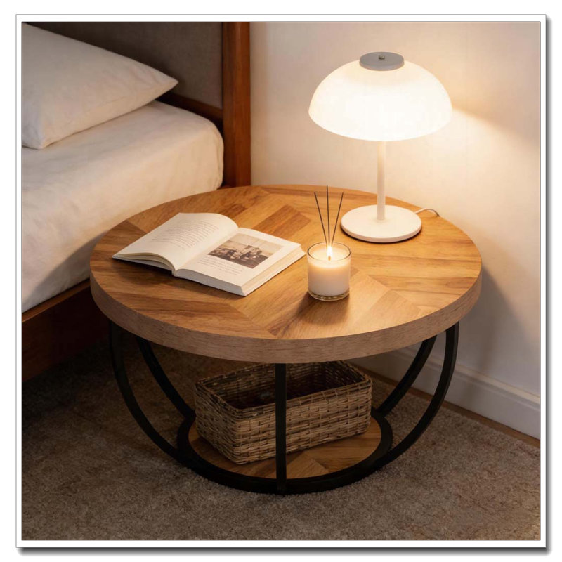 Table ronde à 2 niveaux, table de voeux en bois, table basse, Bois