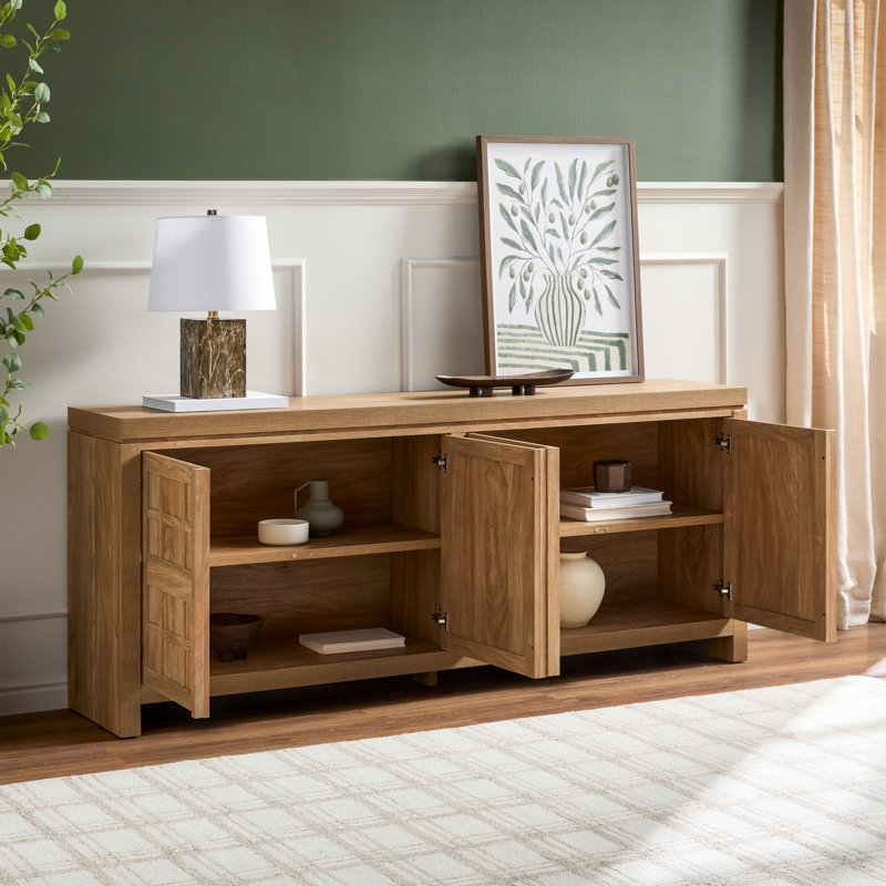 Bateson Modern 74" Sideboard with Storage Cabinets, Heritage Oak