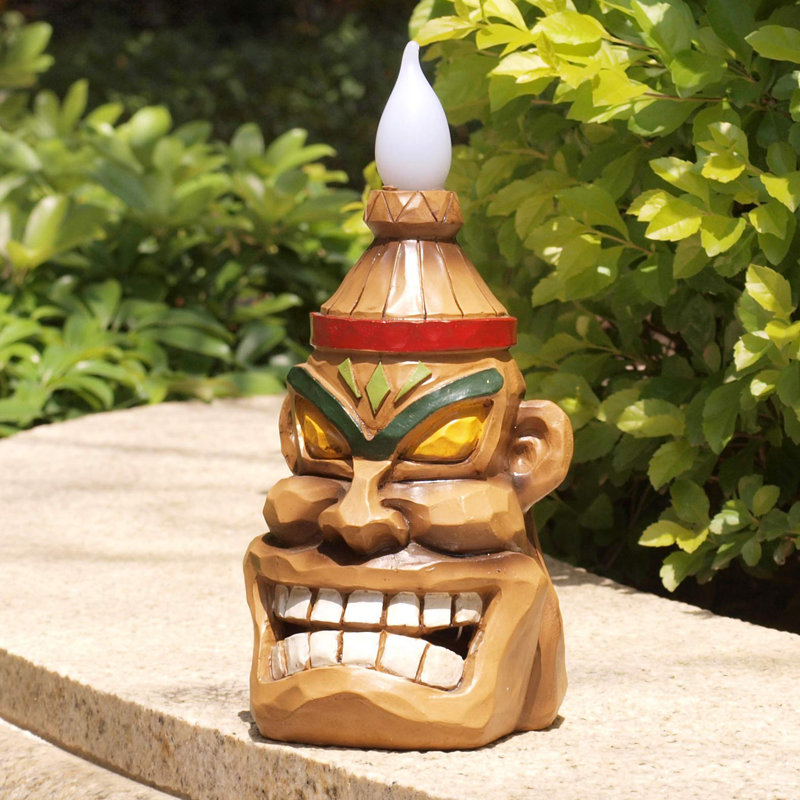 Décoration d'extérieur statue tiki solaire