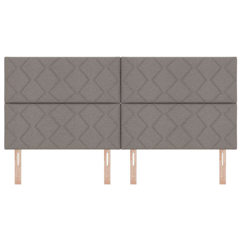  Headboard Wall-Mounted Geometric Velvet, Taupe, 128cm H x 200cm W x 7cm D