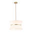 3-light 18" Wide Gold Drum Mini Pendant Light With White Fabric Shade