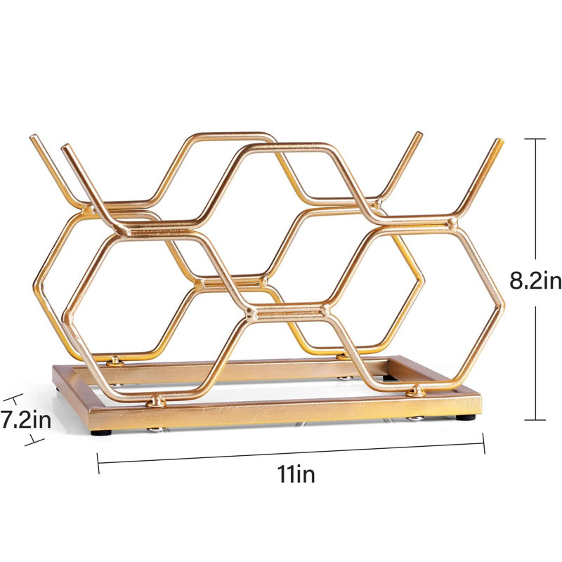 Mense 5 Bottle Tabletop Wine Bottle Rack, Gold