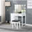 Dark Grey And White Vanity With Stool, Drawer Storage Hidden Side Cabinet, 36 Inches Wide, 51.33 Tall, 19 Deep