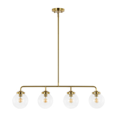 Luminaire suspendu pour îlot de cuisine 4 lumières en laiton doré