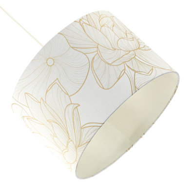 20 cm H Drum Cotton Blend Lamp Shade ( Screw On ) in Cream