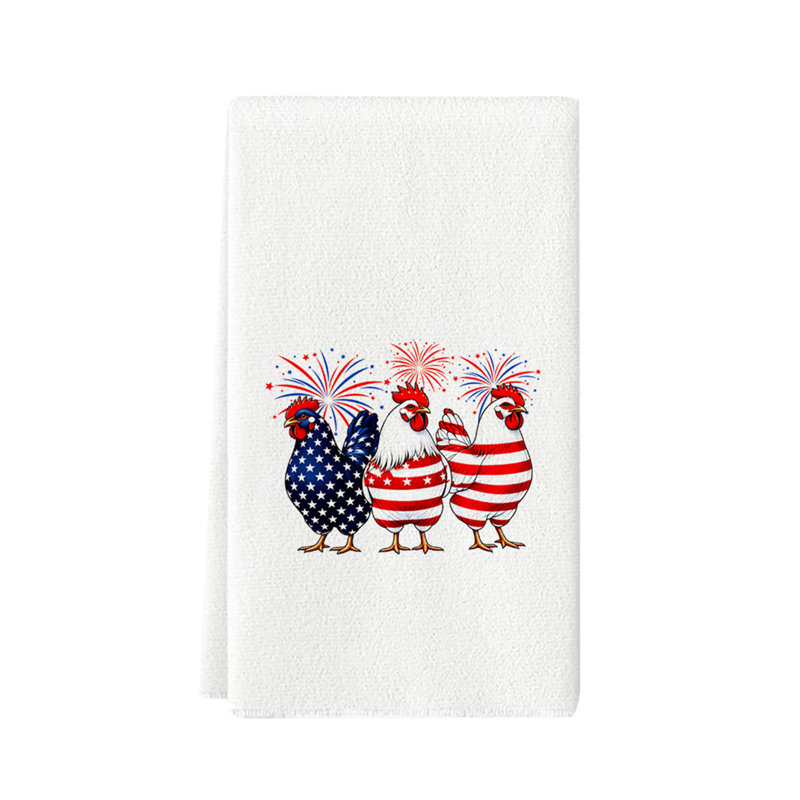 Red White Blue Kitchen Towel For 4th Of July Celebration, Polyester Hand Towel For Restaurant Decor, 23.6x15.7in White, B