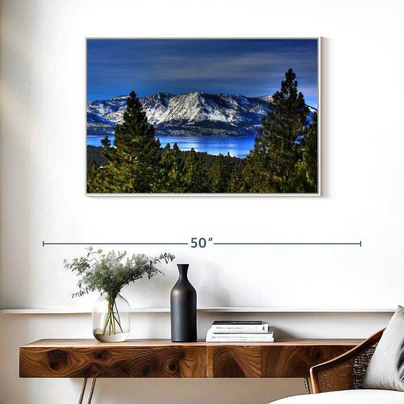 Lac Tahoe, Sierra, Cadre flottant blanc, 37 po x 25 po