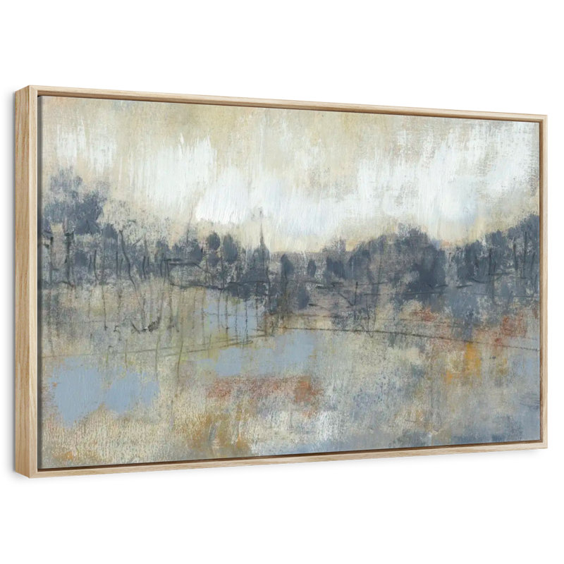 Horizon gris froid I, Cadre flottant en bois naturel, 37 po x 25 po