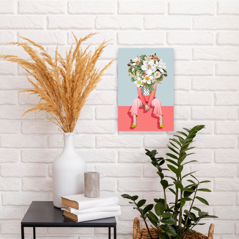 Art mural fleuri au printemps contemporain, H 18 po x l 12 po