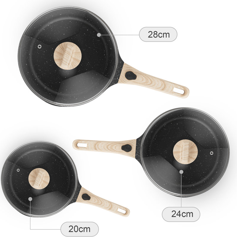Aluminum Non-Stick Frying Pan Set, Grey