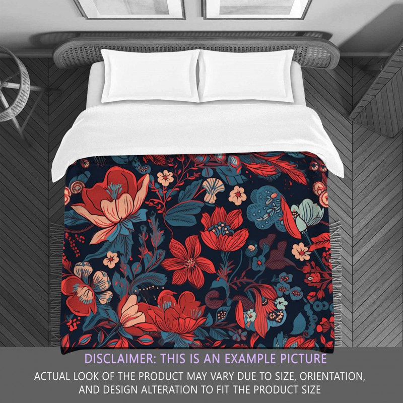 Machine Printed Comforter, Twin Extra Long Comforter, Navy/Red