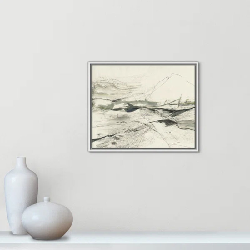 " Green Sketches " by PI Studio, Pas de tapis, Cadre flottant blanc, H 17,5 po x l 21,5 po x P 2 po