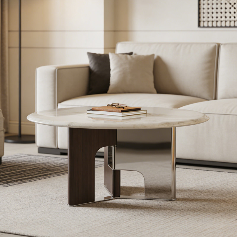Table basse Luxury, H 15,7 po x l 31,5 po x P 31,5 po, Gris / Blanc