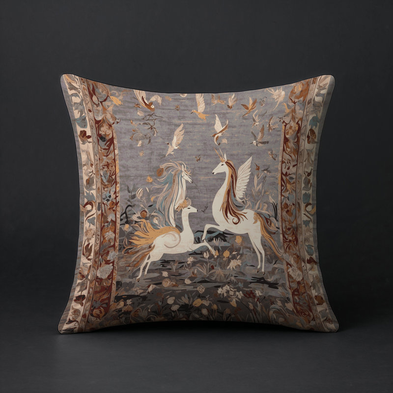 Coussin décoratif intérieur et extérieur Modern, Animaux gris 7, Carré 16 po