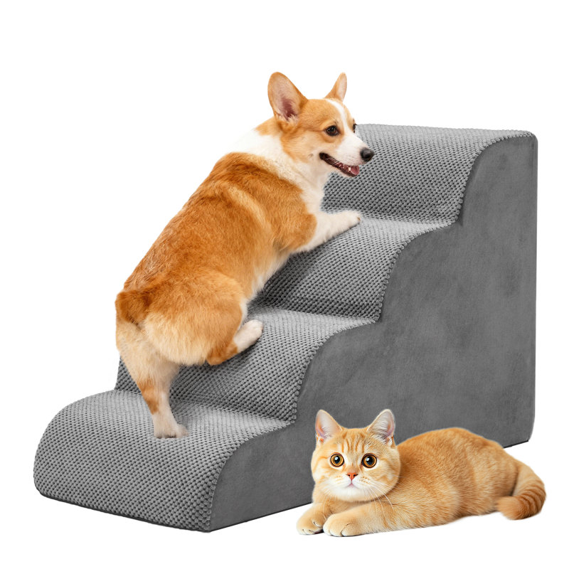 Escalier pour animal 4 marches en mousse haute densité antidérapante, H 19,69 po x l 15,75 po x P 28,35 po