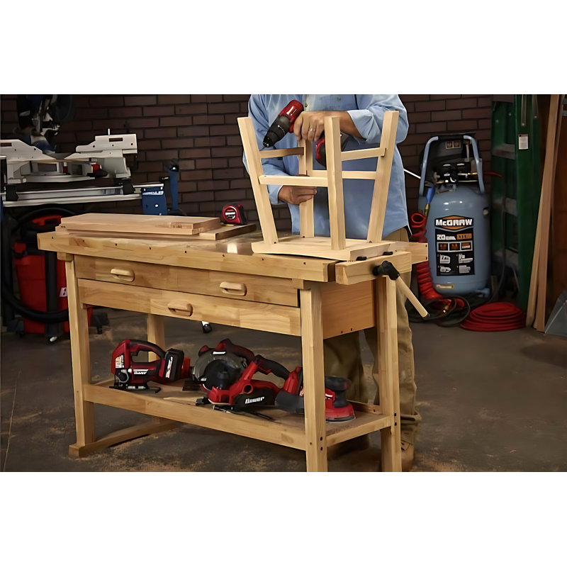 64.5'' W Solid Wood Top Workbench