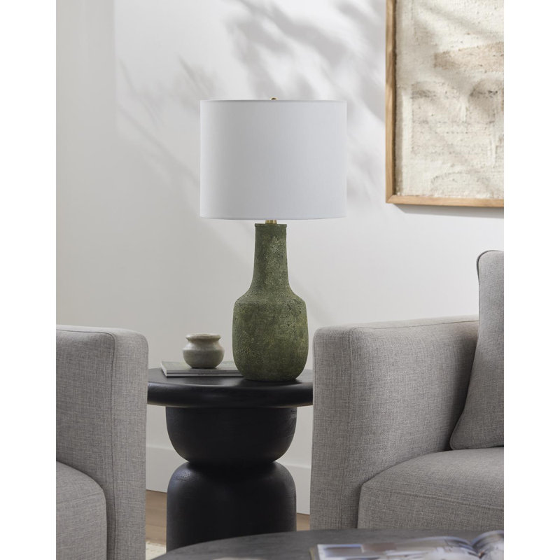Lampe de table Slawson, Vert rustique, Blanc