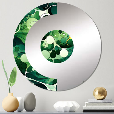 Green Popart Techno Tangles - Miroir mural demi-cercle