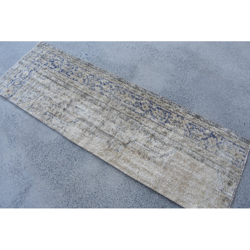 Tapis de couloir en laine beige 24 x 73,6 po