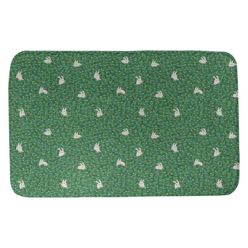 Tapis de bain lapin lapin Leffel, l 17 po x L 24 po, Jade