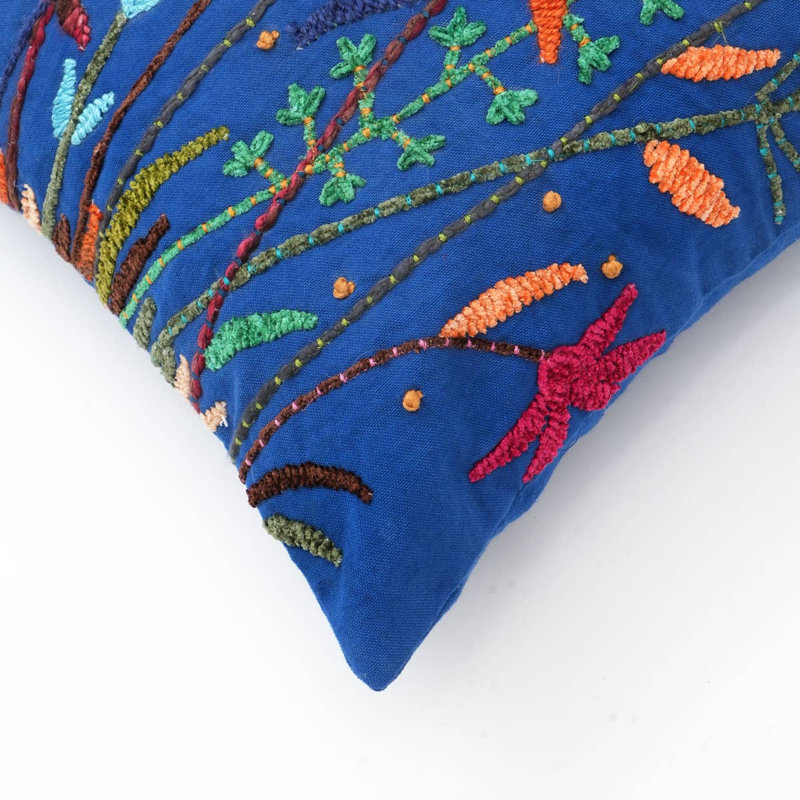 Coussin décoratif | Coussin décoratif en coton brodé | 18 x 18 po