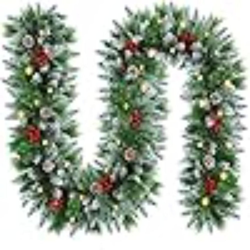 2cm Lighted Faux Pine Garland with Lights