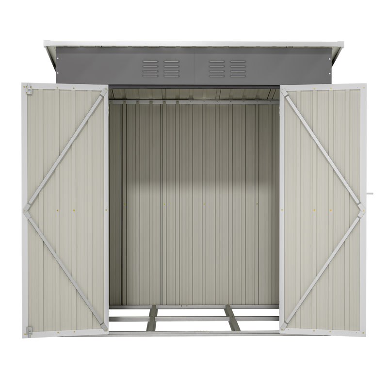 6 ft x 4 ft Gray Galvanized Steel Outdoor Storage Shed