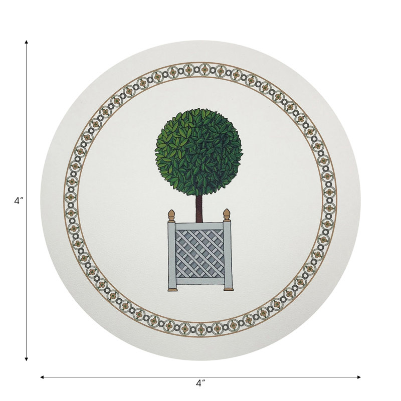 Timothy Corrigan Parterre Topiary Vegan Leather Round Coasters