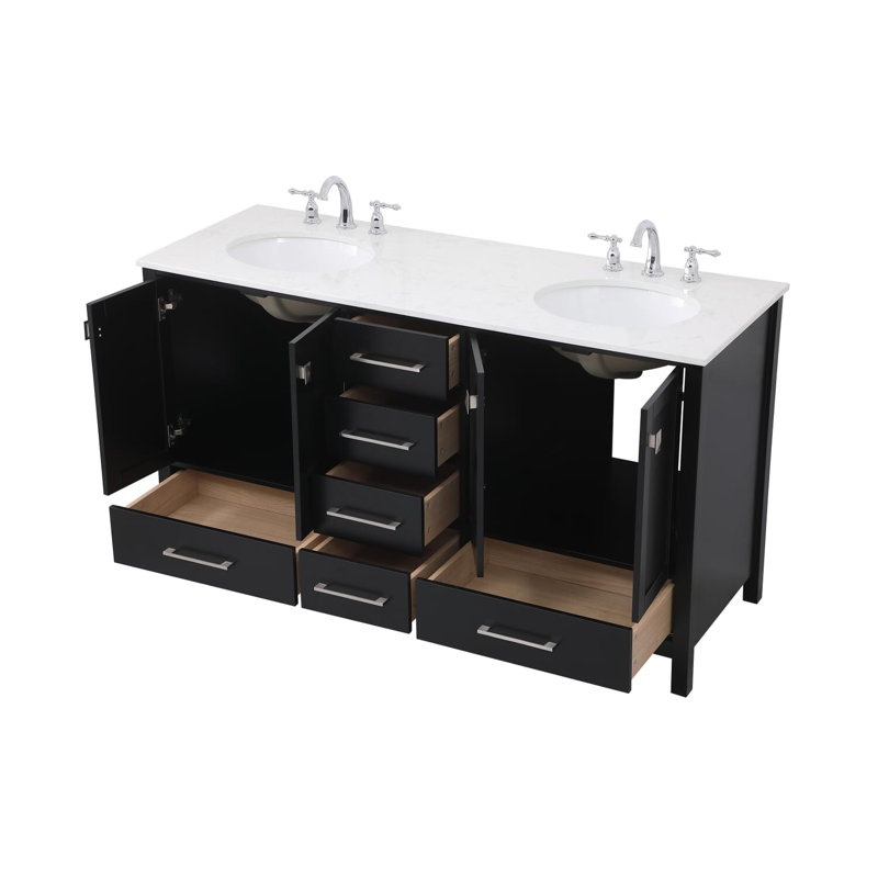 Ensemble de meuble-lavabo double 60 "Irene, Noir