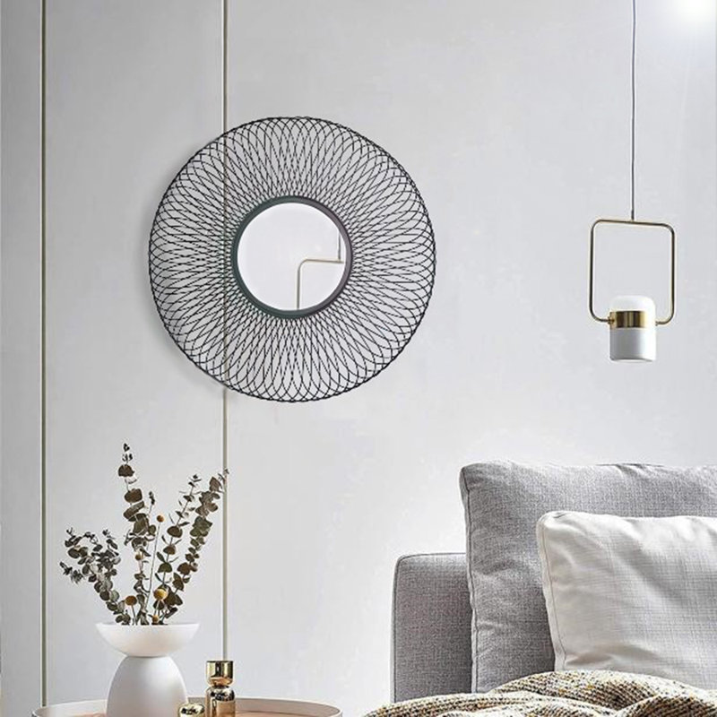 Fairweather Metal Flat Wall Mirror, 74.5cm H x 74.5cm W, Black
