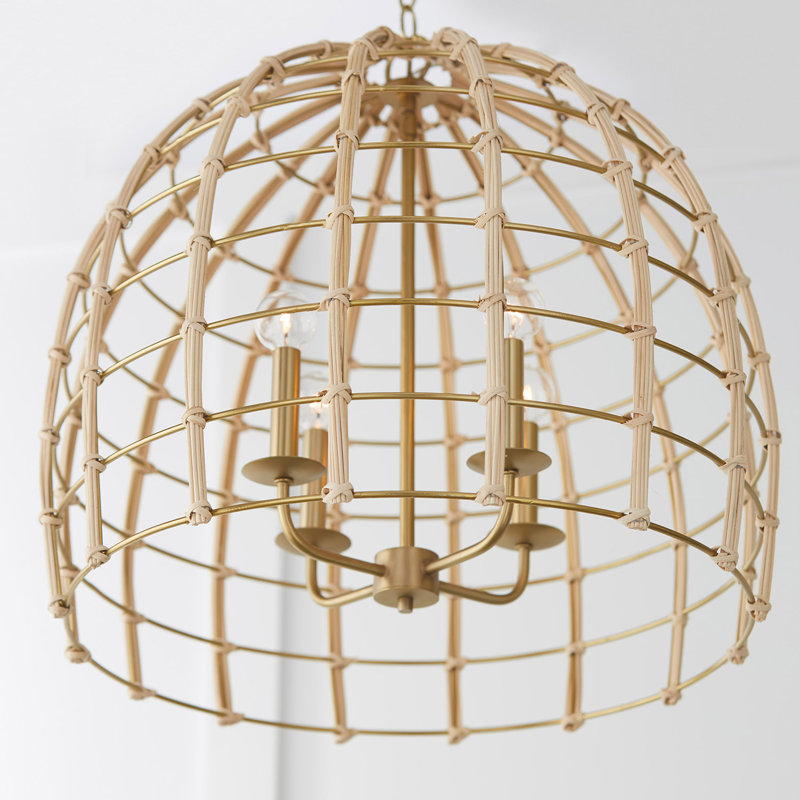 Almita 4 - Light Matte Brass Pendant, 23" W X 22" H