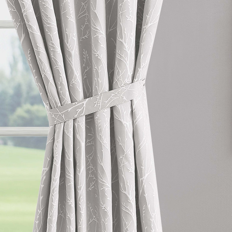 Marybel Jacquard Blackout Thermal Back Tab/Rod Pocket Curtain Panels, Cool Gray, 50" W x 108" L