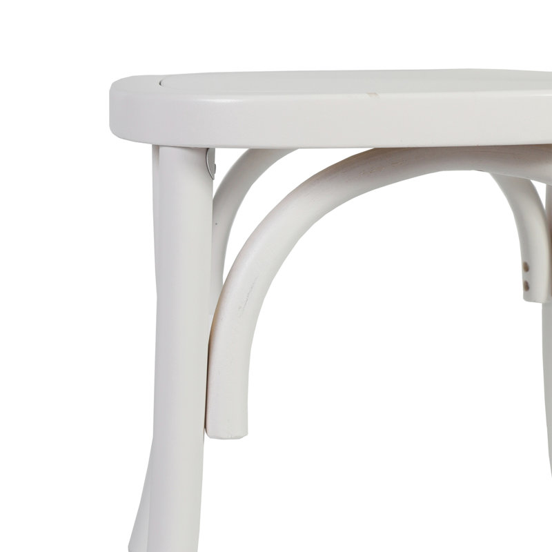 Commercial Solid Wood Stackable Dining Chair With Intricate Back, White, 2