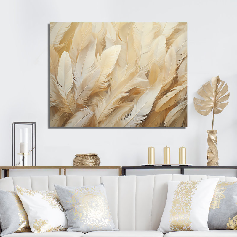 Plumes de plumes I sur toile, H 24 po x l 32 po x P 1 po, Toile tendue