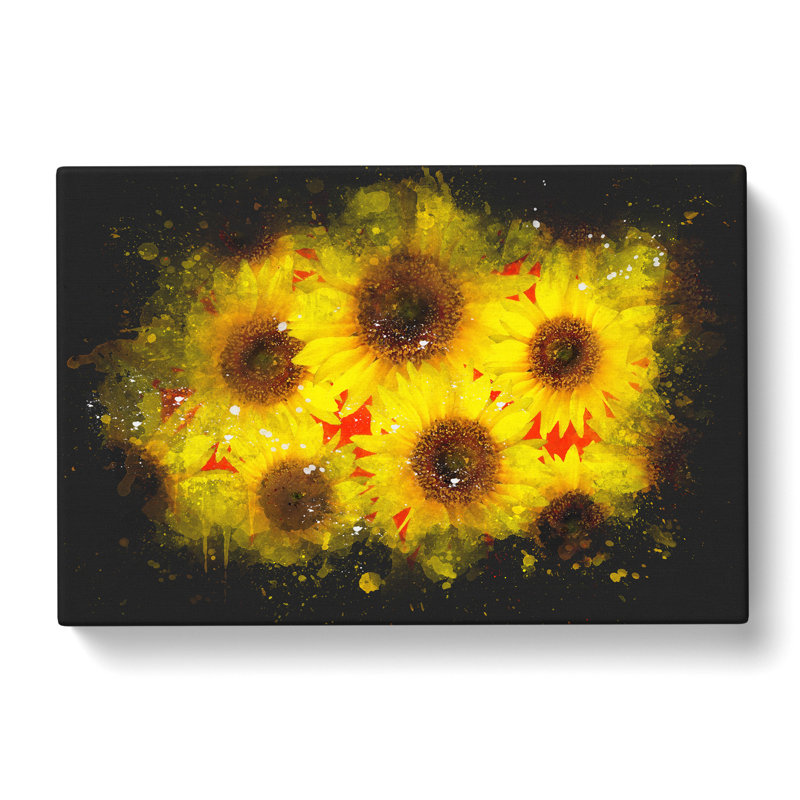 Wall of Yellow Sunflowers - Wrapped Canvas, 60cm H x 91cm W x 3cm D