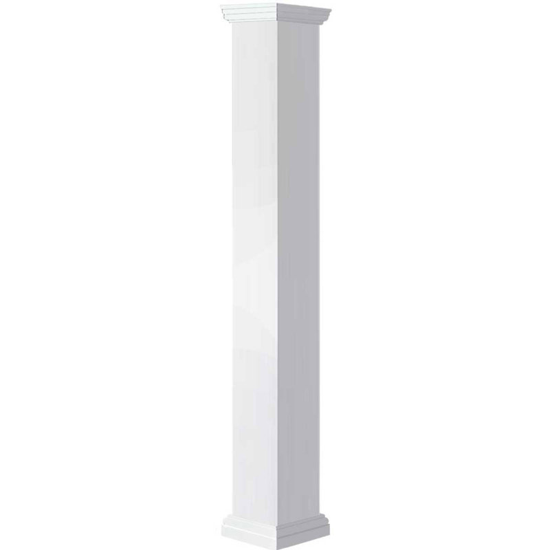 Colonne carrée classique en PVC lisse non effilée Craftsman, base standard et base standard, H 96 po x l 9,63 po