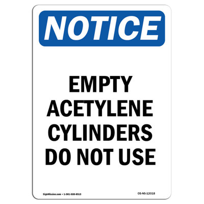 Empty Acetylene Cylinders Do Not Use Sign