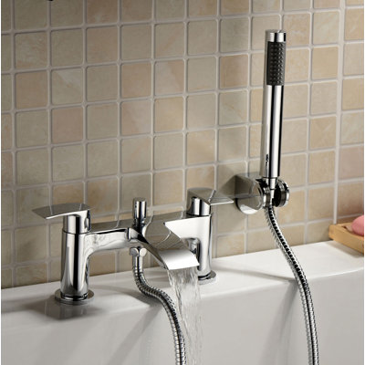 Trebeck 2 Handle Deck Bath Shower Mixer Bath Filler with Diverter