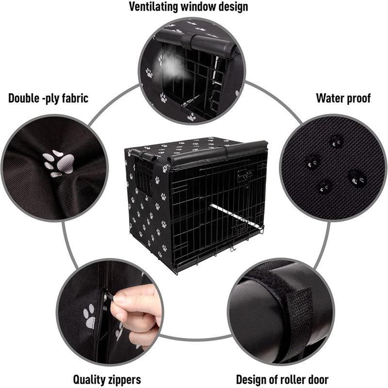 Housse intérieure / extérieure pour cage de chien - Tissu Oxford 600D robuste, coupe-vent et protecteur, compatible avec les caisses en fil de fer