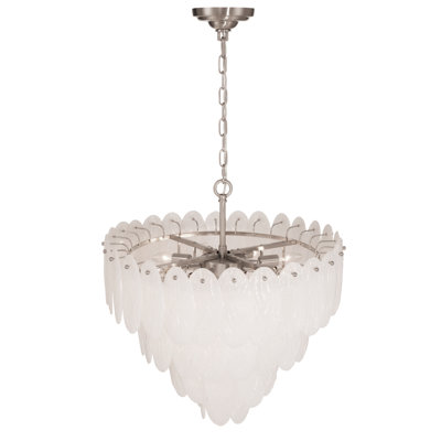Lustre à 4 niveaux et 13 lumières - Nickel satiné