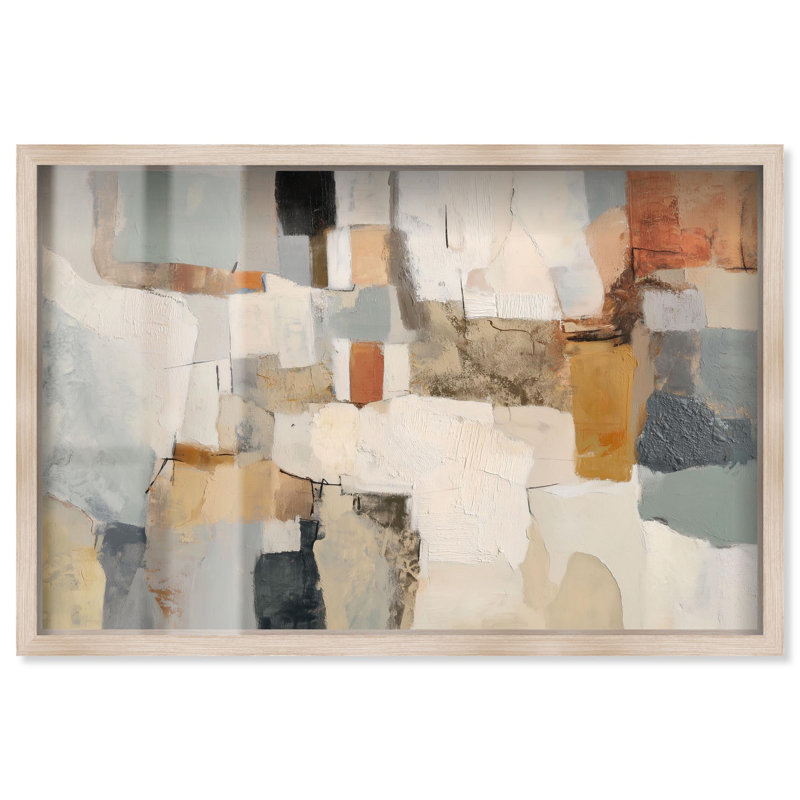 Décoration murale bohème colorée par Art Remedy, cadre blond, 55 x 37, H 37 po x l 55 po, Cadre blond