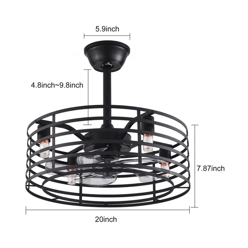 Jonnika 20'' Ceiling Fan with Light Kit, Black