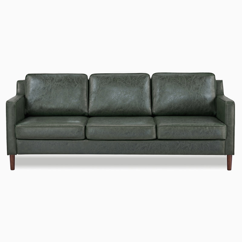 Keven 81'' Faux Leather Sofa, Brown