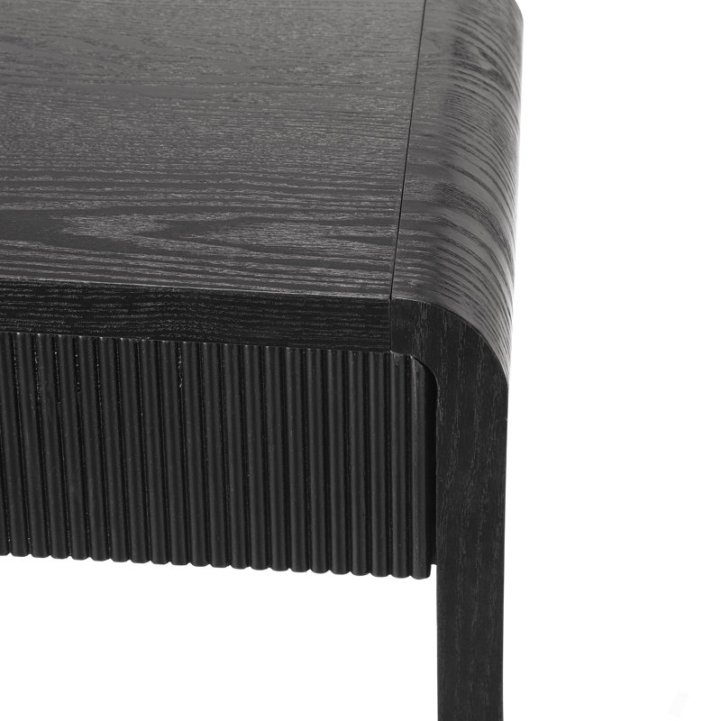 Console moderne à 4 tiroirs avec lattes verticales, conception à bords arrondis, parfaite pour le vestibule, le couloir ou derrière le canapé