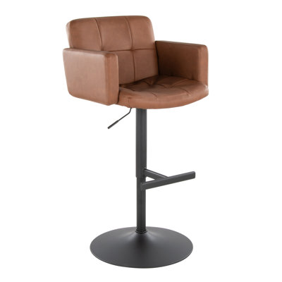 Abdera Swivel Upholstered Adjustable Height Counter Stool with Metal Frame