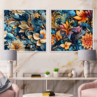 Griffith - Ensemble de 2 collages carrés botaniques abstraits