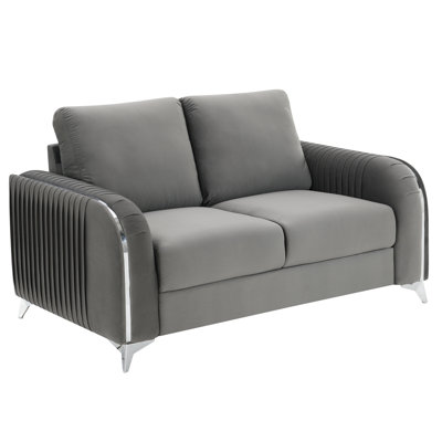 Causeuse en velours gris Wenona