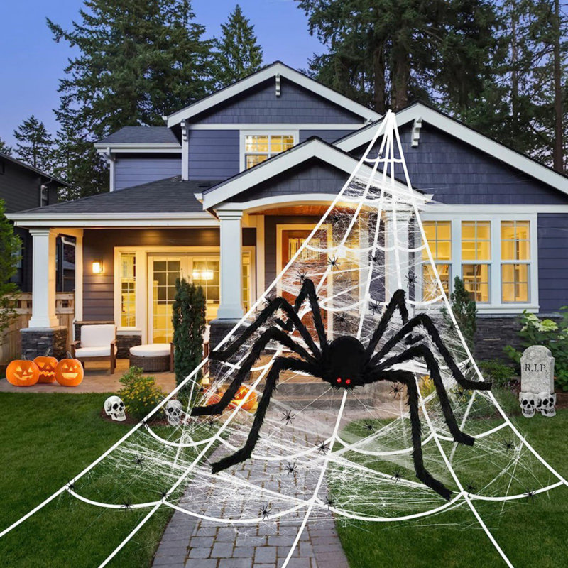 Halloween Spider And Spider Web Set, 59.05" W