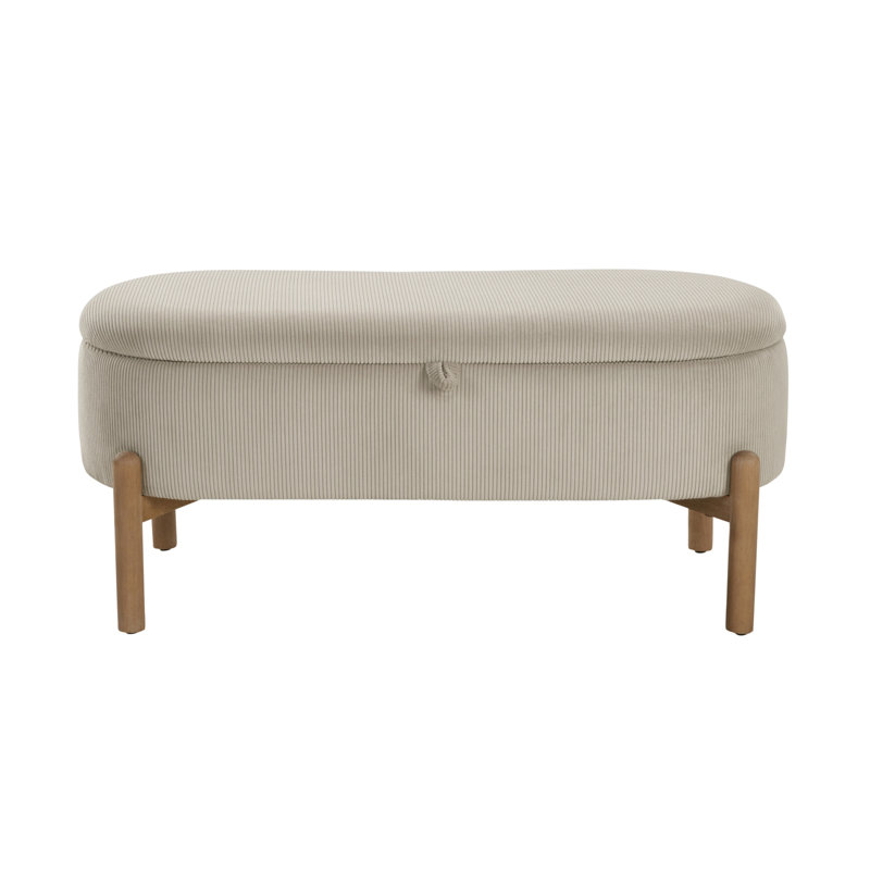 Banc de rangement avec siège rembourré en velours côtelé taupe, Taupe